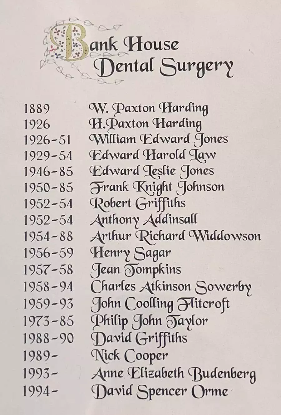 Bank House Dental Lineage